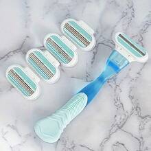 Women's Manual Razor, 3-Layer Stainless Steel Blades, Replaceable Safety Razor Head, Pink Handle, Makes Skin More Youthful And Beautiful - Multicolor - View 4