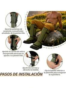 Polainas de Serpiente para Piernas Tamaño Ajustable A Prueba de Mordidas Protectores Impermeables de Serpiente Protección contra Mordeduras de Víbora. Verde Verde militar - Militares Verdes - Ver 5