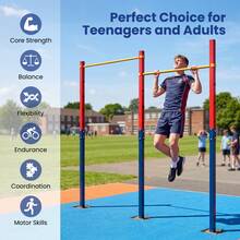 Metal Pull Up Bar 220 Kg Capacity In-Ground Pull Up Bar Station 5 Adjustable Heights For Park School Workout - Red - View 3