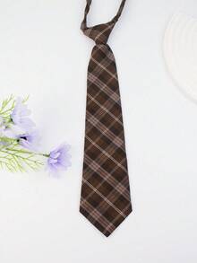 1套經典校服棕色格紋領子與領結組合 - 彩色 - 查看 8
