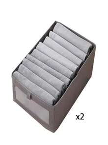 1/2 Pack Stoff Transparente Fenster Aufbewahrungsbox Kleiderschrank Organizer Behälter - Grau - Übersicht 8