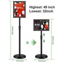 Roll Up BannersSign Holder 8.5x11 Inch Adjustable Sign Holder Stand With Base Signage Stand With Snap-Open Frame Display For School Store Business Advertise Show Christmas Decor Black - Black - View 3