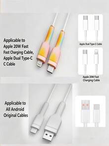 矽膠電纜保護套，耐用且時尚，防止電纜斷裂和斷開，適用於保護 Apple、Android 手機、充電器、電纜、Apple 和充電器，電線保護套，防彎曲 - 彩色 - 查看 6
