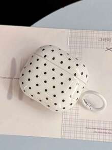 1pc Black/White/Pink/Blue/Pink Gray/Yellow Korean Style Minimalist Solid Color Small Polka Dot With Hanging Ring Earphone Case Compatible With Airpodspro3 New Airpodspro2 Protective Cover Pro Cute Apple Airpods4 Minimalist Airpods3 Personalized 1/2 Generation Girls Earphone Case Protective Cover - Multicolor - View 6