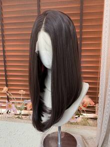 [MONEET SECRET] 13*4 Chocolate Brown 14inch Stright Synthetic Lace Adults Wigs Middle Part Natural Wave Wig Heat Resistant Cosplay Party Daily Wig For Women And Girls - Chocolate Brown - View 7