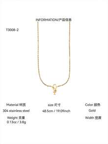TONSI 1件/套 時尚極簡老錢風不鏽鋼18K鍍金吊墜項鍊手鍊、不對稱字母耳釘，適合女性日常、工作、派對、聚會場合 - 金色 - 查看 15
