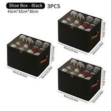 Foldable Shoe Box Storage Organizer, Suitable For Square Shoe Boxes, Non-Waterproof, Multi-Purpose, With Lid Closure - Multicolor - View 19