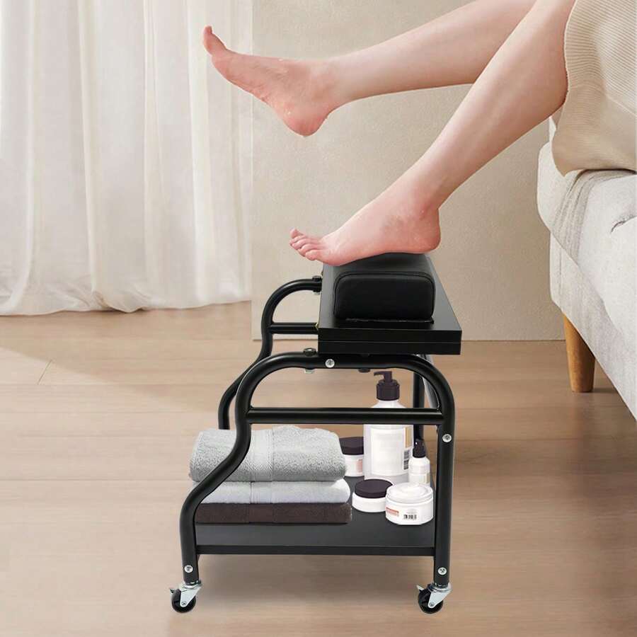 SENDERPICK 1PCS Foot Bath Cart Portable Esthetician Trolley Cart Multifunctional 2-Tier Trolley Cart With Wheels - Black - View 1