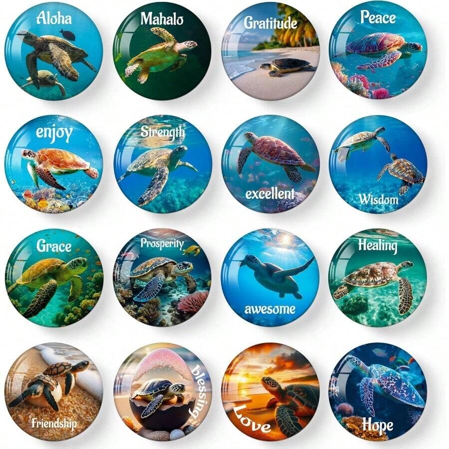 - Imanes para nevera de tortugas marinas, paquete de 16, bonitos imanes de pizarrn blanca, resina abovedada de 1.18 pulgadas, parte trasera de goma fuerte, caja de regalo - tortuga marina - Ver 1