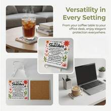 2 buc/4 inch suporturi de pahar din ceramică cu tematică pentru profesori, cu spate din plută, absorbante, cu uscare rapidă și antiderapante, pernițe de protecție pentru cana de cafea și ceai pe birou, decor pentru casă și birou, cadou de Ziua Profesorului, esențial pentru living (suportul nu este inclus) - Multicolor - Vizualizare 1