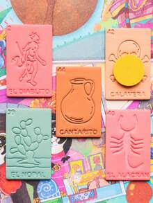 1/5pcs Mexican Colorful Bingo Game Card Shaped Handmade Clay Cutting Mold, Suitable For DIY Statement Earrings - White - View 4