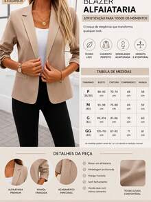 Elegant Tailored Women's Blazer | 3/4 Sleeve | Suitable For Formal And Casual Wear - 白色 - 查看 3