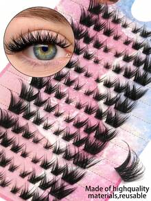 104 Clusters Fluffy Eyelash Clusters, Cartoon Style Long Eyelashes, Suitable For Beginners To Use At Home, Super Thick False Eyelashes, Suitable For Various Occasions, Weddings, Evening Parties, Can Be Freely DIY. Eyelash Clusters, Single Eyelashes, False Eyelashes, False Eyelashes - View 2