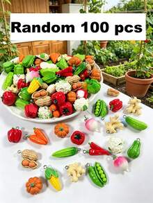 10/30/50/100pcs Realistic Resin Fruit And Vegetable Beads - Assorted Craft Kit, Includes Tomato, Cucumber, Chili Pepper, Etc., Suitable For DIY Jewelry, Home Decor Crafts - Resin Vegetable Pendant - View 16
