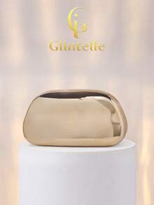 Túi xách cầm tay Glintelle thời trang nữ kiểu retro bằng acrylic, thiết kế hình hộp với chi tiết kim loại trang trí và dây đeo xích kim loại có thể tháo rời, phù hợp cho đám cưới, tiệc tùng, dạ hội, hộp đêm, các dịp trang trọng, dự tiệc, ví đựng tiền. - Vàng - Xem 5