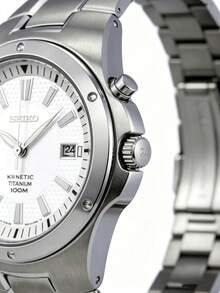 Seiko 男士石英錶SKA393J1-商務休閒風格，金屬錶帶，礦物玻璃，100m防水，日期顯示 - 白色 - 查看 7