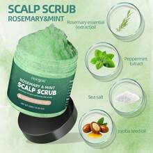 Rosemary Scalp Scrub & Exfoliator - For Fuller-Looking Hair - Sea Salt & BHA Scalp Treatment With Silicone Massage Brush - Deep Cleansing For Oily Roots - Rosemary - View 4