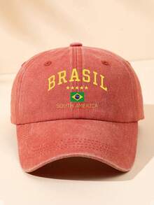 1pc Brazil Print Washed Baseball Cap, Classic Fashion, Soft Sweat-Absorbing Band, Adjustable Size, Lightweight Sun Protection, Versatile Classic Style, Suitable For Outdoor Sports, Football Matches, Daily Wear, Parties And Vacations, Perfect Gift For Friends And Family - A - View 19