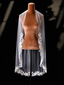 1 Meter Long Lace Bridal Veil With Comb, Soft Sheer Tulle, Suitable For Wedding Dress - Multicolor - View 8