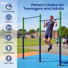 Metal Pull Up Bar 220 Kg Capacity In-Ground Pull Up Bar Station 5 Adjustable Heights For Park School Workout - Blue - View 3