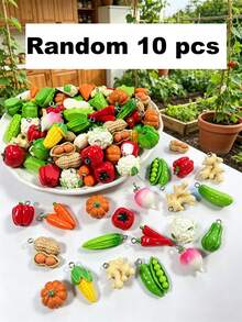 10/30/50/100pcs Realistic Resin Fruit And Vegetable Beads - Assorted Craft Kit, Includes Tomato, Cucumber, Chili Pepper, Etc., Suitable For DIY Jewelry, Home Decor Crafts - Resin Vegetable Pendant - View 20