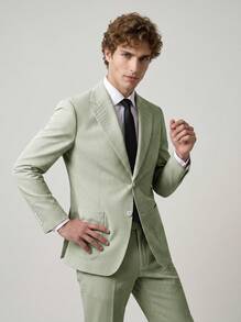 Men's 2 Piece Slim Fit Seersucker Suit Set Notch Lapel Blazer And Dress Pants For Wedding Groom Prom Business Casual Lightweight Summer - 墨綠色 - 查看 3