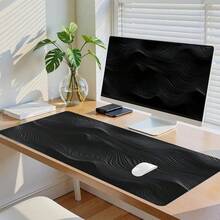 Minimalist Black Wavy Pattern Mouse Pad, Rubber Base, Stitched Edge Desktop Accessory, Suitable For Office, Home And General Computer Use, Perfect As Birthday Gift, Gaming Mouse Pad Or Office Supplies - Mouse Pad - View 4