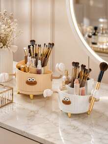 360° Rotating Cartoon Storage Pen Holder Cute Funny Student Pen Holder Multi-Compartment Design Cosmetic Cartoon Storage Box, Suitable For Bathroom, Vanity, Bedroom, Sink, Desk, Etc., Can Hold Lipstick, Lip Gloss, Makeup Brushes, Eyebrow Pencils, Eyeliner, Mascara, Etc., Small Hands Can Be Freely Attached, DIY Sausage Lips Creative Cosmetic Storage Organizer - Multicolor - View 9