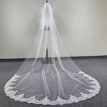 1pc Cathedral Lace Veil With Comb, 3*3M, Suitable For Bride Wedding - Multicolor - View 11