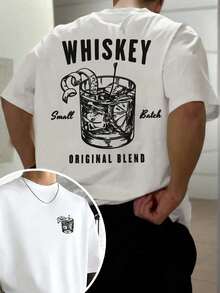 T-shirt da uomo ampia in 100% cotone, maniche corte, girocollo, stampa con slogan in inglese, minimalista e versatile, stile estivo, 1 pezzo - Bianco - Visualizzare 1