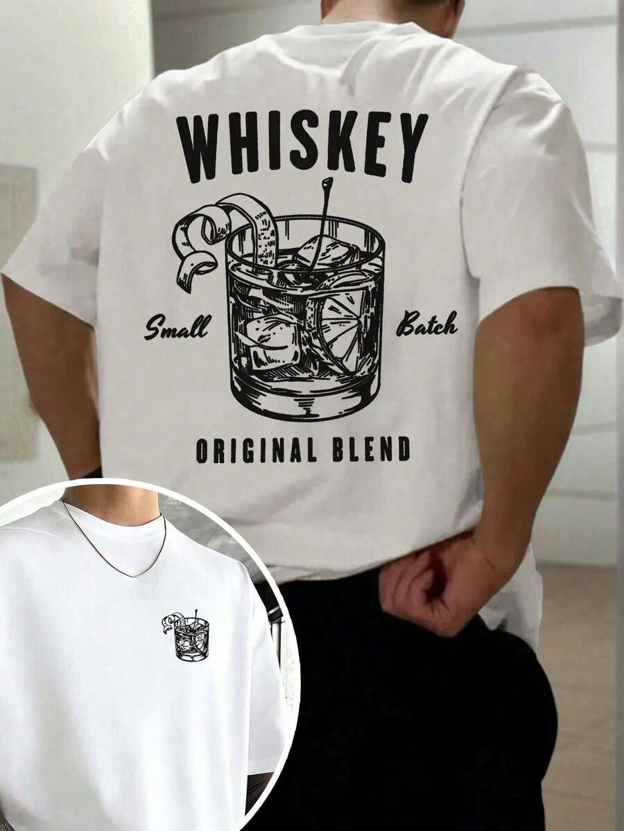 T-shirt da uomo ampia in 100% cotone, maniche corte, girocollo, stampa con slogan in inglese, minimalista e versatile, stile estivo, 1 pezzo - Bianco - Visualizzare 1