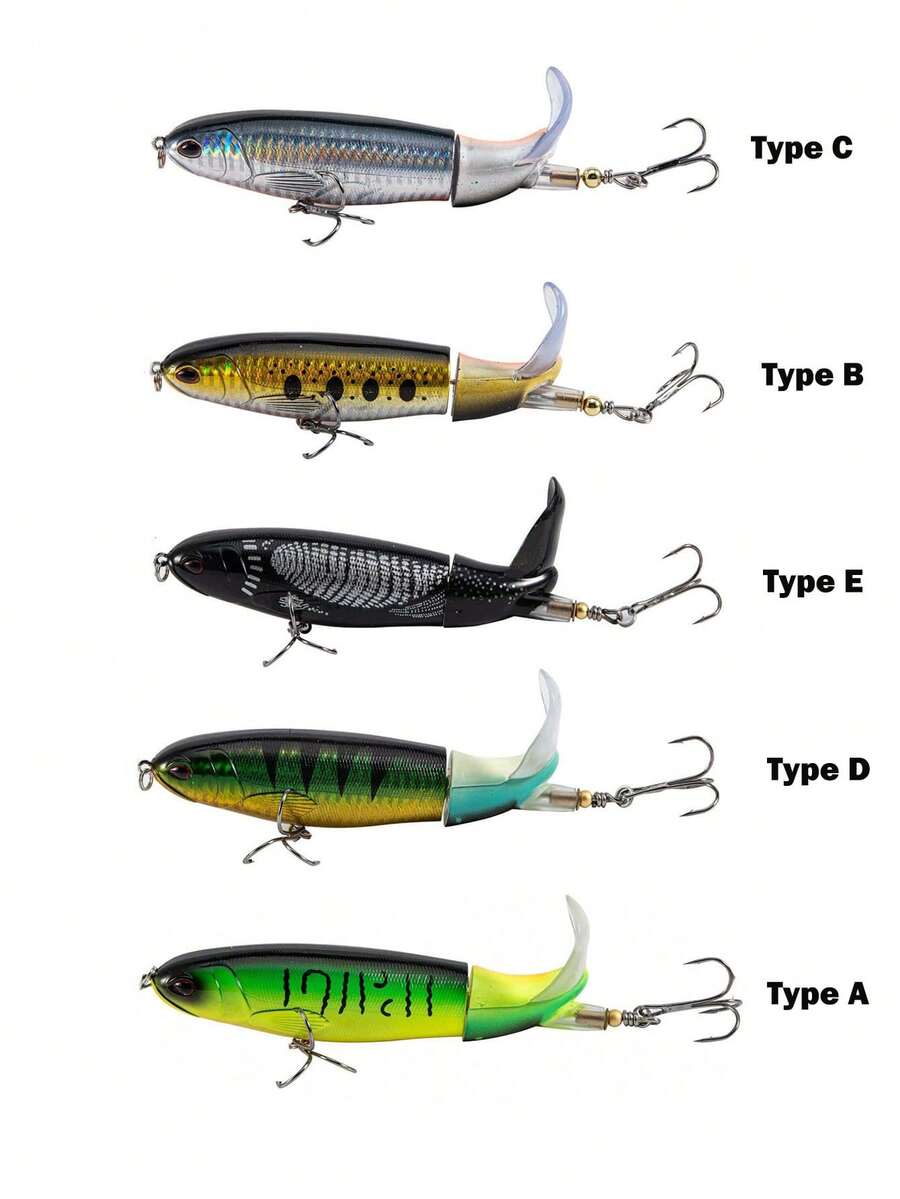 GOTURE 1pc Topwater Propeller Fishing Lures Kit - 360° Spinning Tail For Long Casting, 3X Stronger Treble Hooks, 3D Fish Eyes (Bass/Pike/Snook Saltwater & Freshwater) - Multicolor - View 1