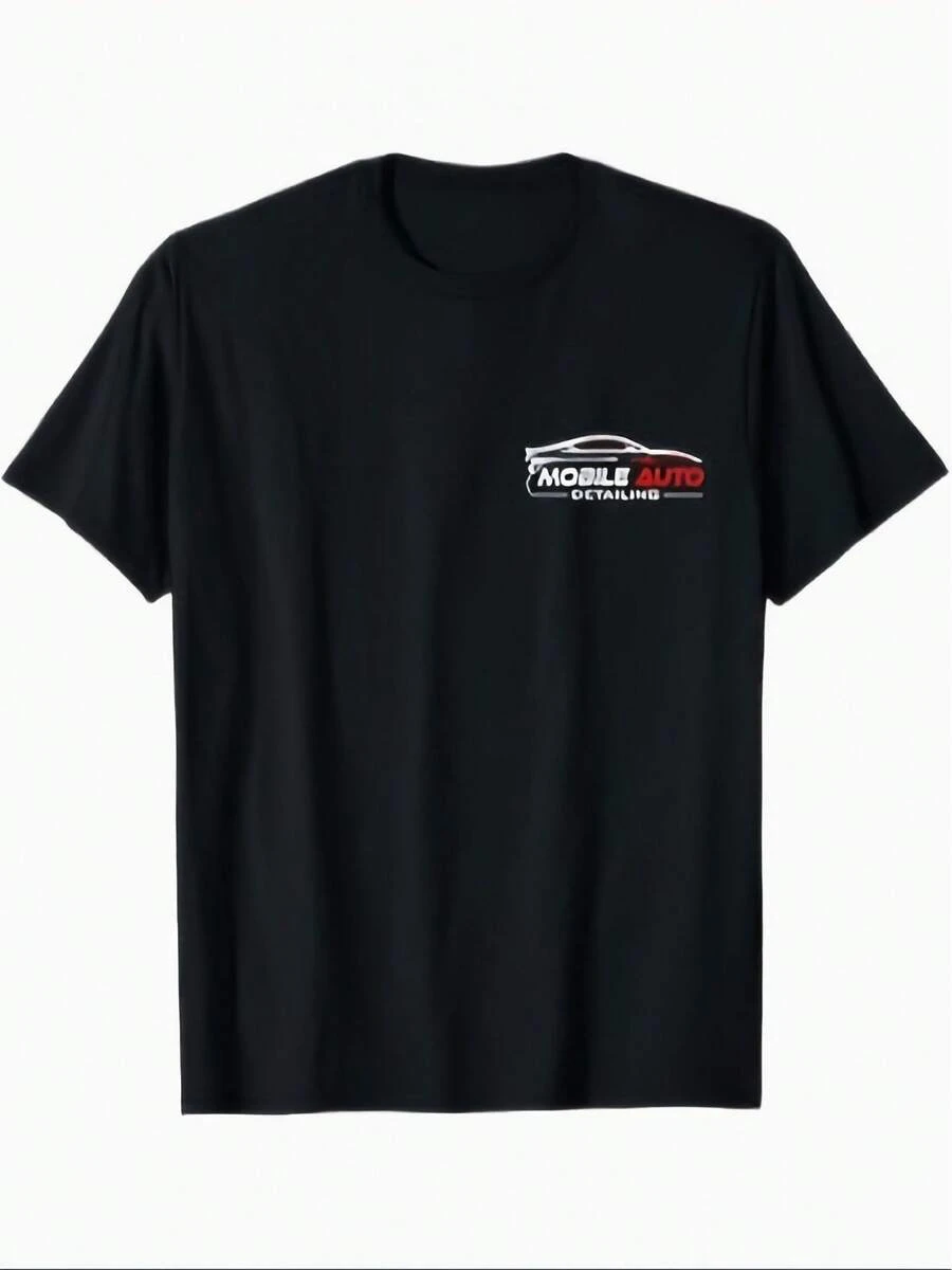 Minimalist. 100% Cotton. 1 Piece. Men's Vintage Cell Phone T-Shirt - Vintage Car Design With Eye-Catching Logo. Comfortable, Casual Crew Neck Tee, Suitable For Everyday Wear. Ideal For All Seasons. A Perfect Choice For Car Enthusiasts And Casual Wear. Spring/Summer Top. - Black - View 1