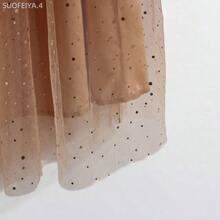 Fengyu Women's Clothing Store  Falda de línea A de tul y lentejuelas elegante para mujer, versátil para el trayecto diario, estilo callejero francés, vintage, fiesta, Navidad, Año Nuevo, negocios, degradado marrón, adecuada para primavera, verano, otoño, invierno - Multicolor - Ver 7