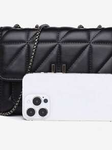 Women's Crossbody Shoulder Bag With Chain Strap Y [8780] - Red - View 4
