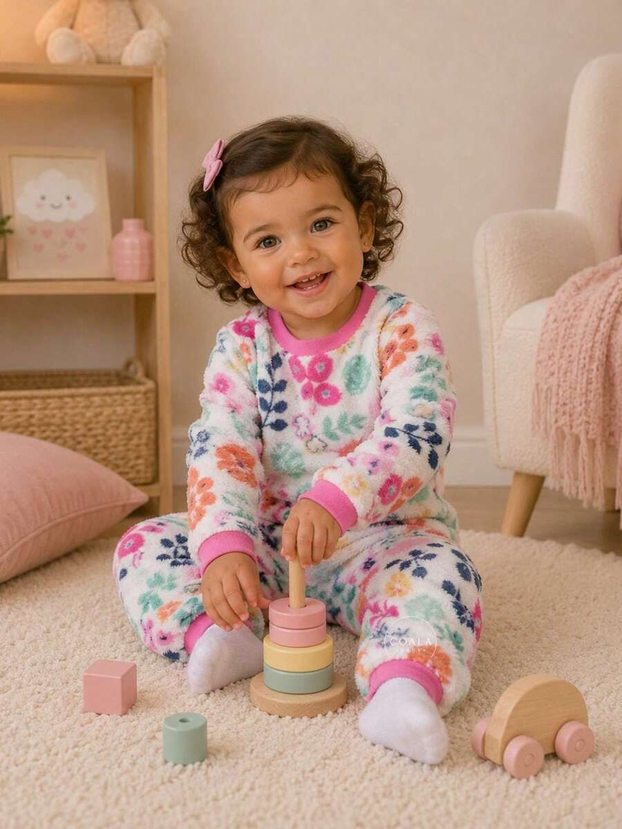 Conjunto de Frio para Meninas Fleece - Multicolorido - Visão 1