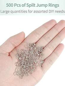 500 piezas de anillos de salto resistentes de 6mm de apertura, anillos dobles de metal mini, adecuados para joyería, collares, pulseras, aretes y accesorios de manualidades - Plateado - Ver 7