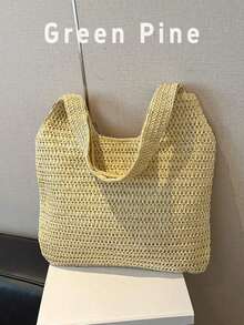 Large Capacity Woven Tote Bag For Women - Beige - View 2