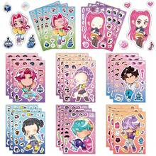 1 Set/8 Pcs Wizard Hunter Theme Puzzle Stickers, Creative Cartoon Character Face Swap Collage, Handmade DIY Self-Adhesive Stickers, Perfect Puzzle Collage DIY Gift - Multicolor - View 2