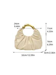 New Fashion Multi-Functional Thickened Metal Hardware Pleated Large Capacity Cloud Handbag - Beige - View 3