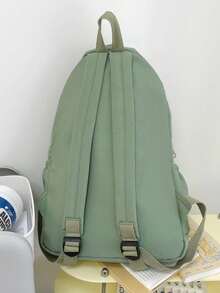 Large-Capacity Solid-Color Men's Backpack, Fashionable And Simple Travel Bag, Suitable For Casual Use, Japanese Style,Academic Style,Commuter Backpack, Unisex - Multicolor - View 9