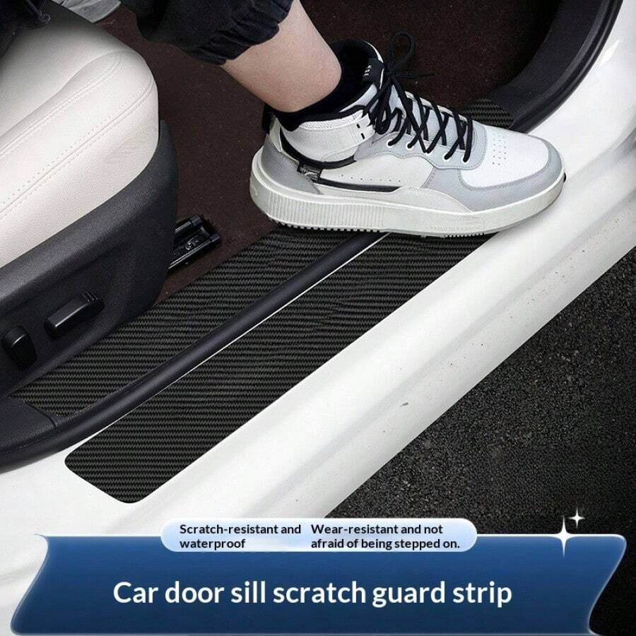 Universal Car Door Sill Anti-Scratch Strip, Car Door Sill Protector, Welcome Pedal Protector, Trunk Protector, Made Of Soft PU Leather, Protective Accessory. - Car Door Sill Leather Protective Film - View 1