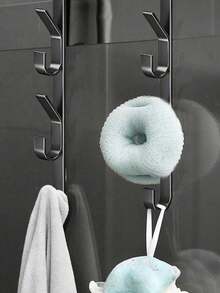 1pc Multi-Functional Straight Carbon Steel Door Hook, Can Be Used As Coat Rack Or Towel Rack, Suitable For Bathroom Door, Space-Saving, No Drilling Required, Suitable For Bedroom, Bathroom, Garage, Laundry Room, Shed, Kitchen, Hotel, Etc. - Multicolor - View 6