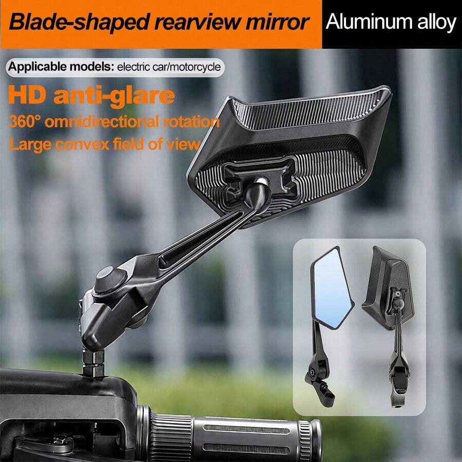 Spion Modifikasi Sepeda Motor, Spion Reflektif, Spion Gaya Bilah, Spion Anti-Silau Definisi Tinggi, Spion Keren, Spion Universal untuk Sepeda Motor Listrik, Spion Kokoh dan Tahan Lama, Spion Universal, Cocok untuk Modifikasi Sepeda Motor dan Sepeda Listrik