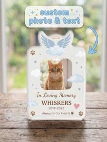 1pc Custom Photo Pet Memorial Plaque,Personalized Custom Photo Acrylic Keepsake,Cat/Dog Keepsake With Angel/Rainbow/Heart Design,Forever Loved Sympathy Gift For Grieving Pet Owners,Memorial Tabletop Decor/Sympathy Gift Giving/Keepsake Display - Multicolor - View 13