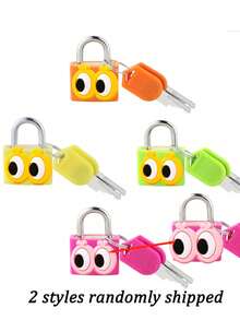 Eye-Shaped Luggage Lock, Small Bag Padlock With Key, Copper Core Plastic Shell (Cherry Pattern For Easy Matching), Compact And Durable, Suitable For Luggage, Backpacks, Boxes, Laptop Bags, Graduation/Back To School Gift - Multicolor - View 9