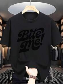 Minimalist. 100% Cotton. Men's Short-Sleeved Summer T-Shirt With A Letter Print. Spring/Summer Top. - Black - View 1