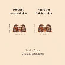 1pc Autumn Hedgehog Animals Window Sticker, Cute Animals Family Wall Sticker, Self-Adhesive Wall Sticker, Single Use For Living Room, Bedroom, Office, Autumn Harvest Decoration,Suitable As A Gift For A Friend.Thanksgiving Home Deco - A - View 8