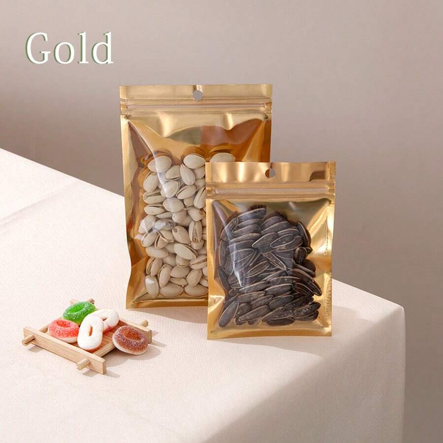 50/100/500個可重複密封禮品袋，適用於珠寶儲存，迷你夾鏈彩色鋁箔袋聚合物薄膜樣品袋，完美適用於派對食物糖果儲存