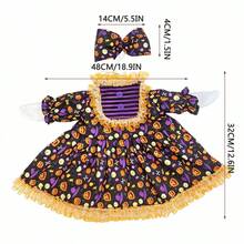 Porch Goose Halloween Outfit Pumpkin Witch Hat Dress With Bow Headband Set For 23 Inch Lawn Goose Statue Clothes - 2pcs - View 7